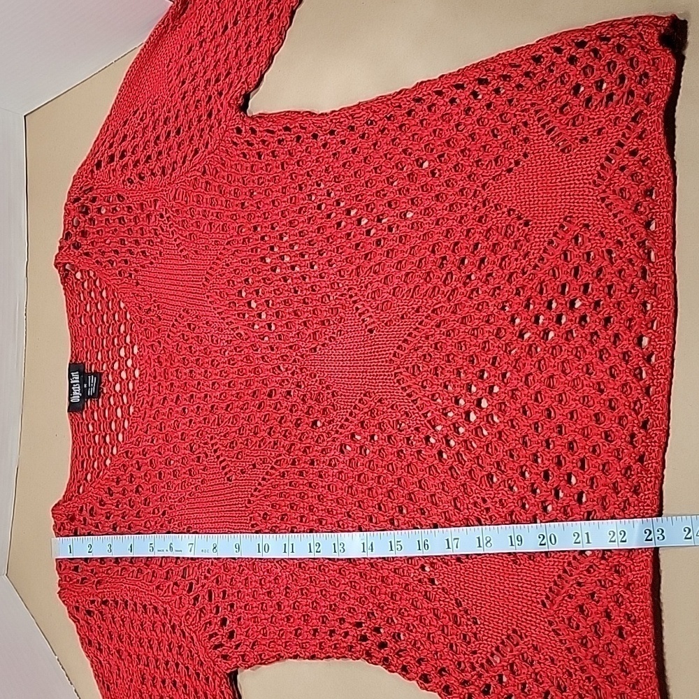 Objects D'art, Open Knit Red Sweater, Star Detail… - image 8